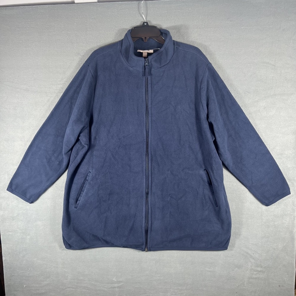Woman Within Women's 1X 22/24 Plus Size Navy Blue‎ Full Zip Fleece Jacket Coat
